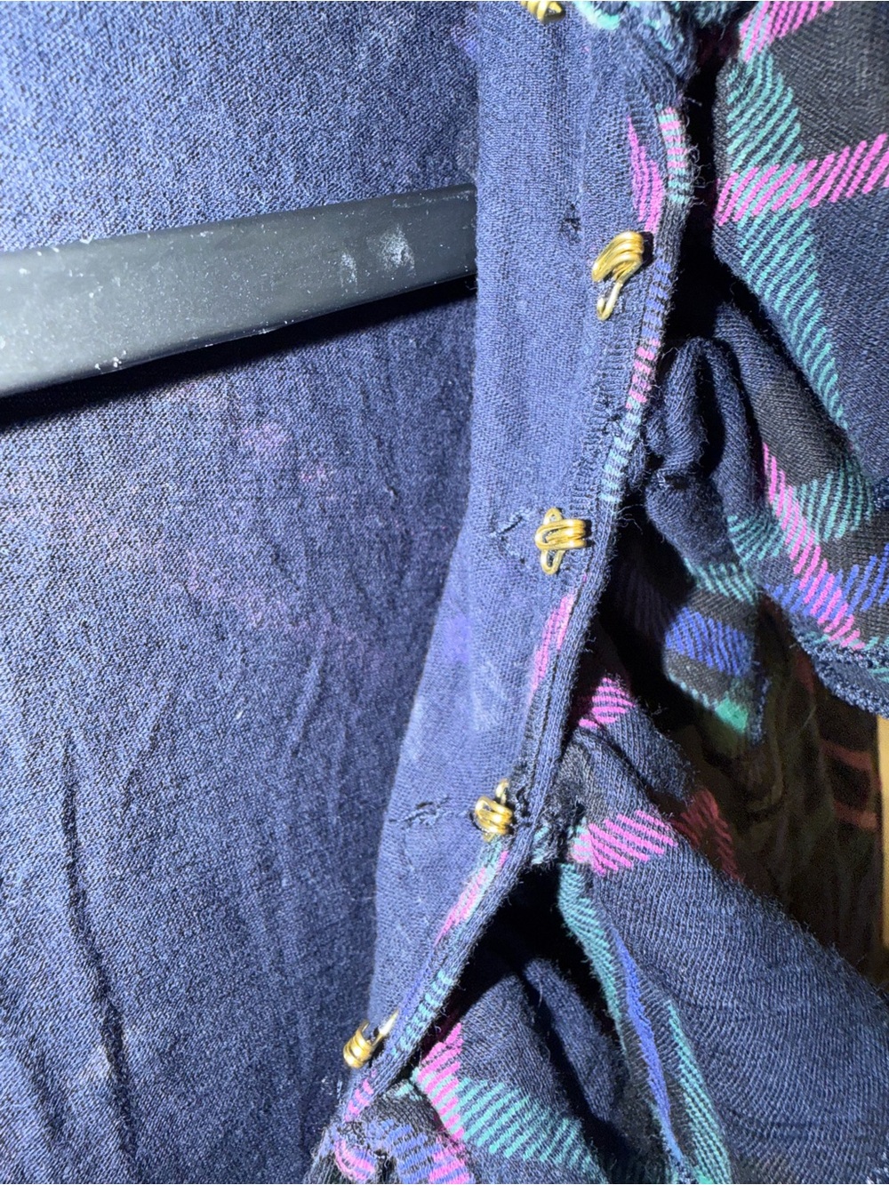 Ralph Lauren Navy Plaid Button-Front Shirt with Pink Accents - Picture 5 of 5